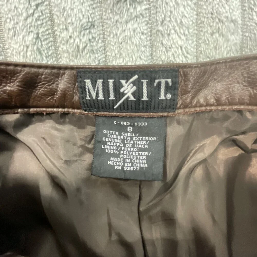 VTG Mixit Y2K‎ Leather Pants Womens 8 High Rise 28x31 Chocolate Brown Streetwear